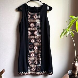 Desigual Ponte Sheath Dress Embroidered Boho Aztec Print Tapestry Panel Size 8